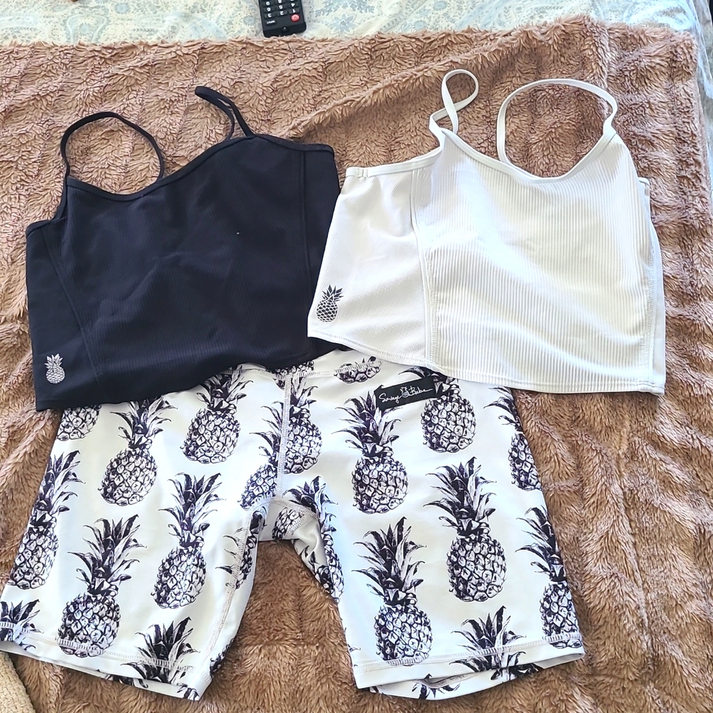 Bundle of SAVAGE BABE Bike shorts and two sport tops